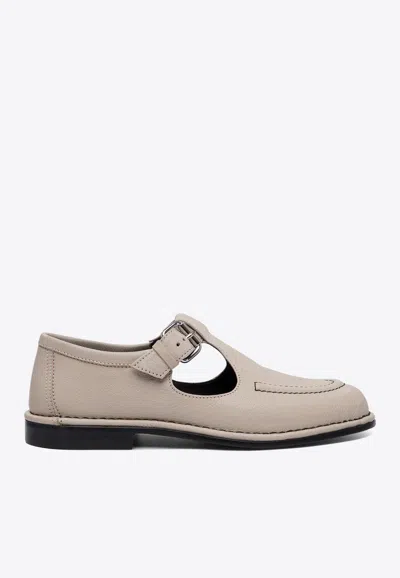 Pierre Hardy Buckled Leather Loafers In Gray