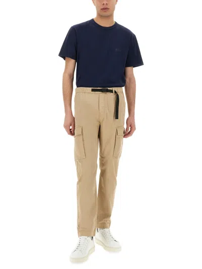 Woolrich Cargo Trousers Featuring Belt And Tapered Leg In Neutral
