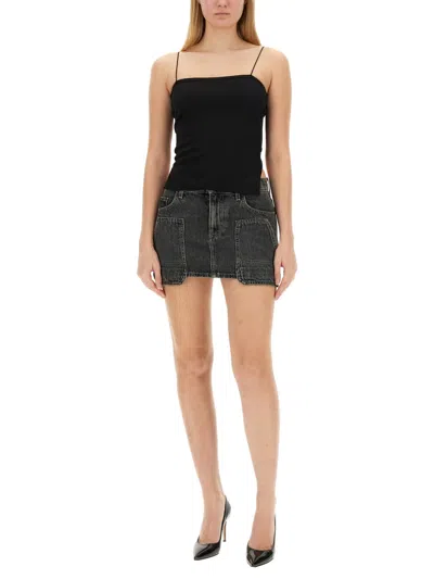 Helmut Lang Black Carpenter Denim Miniskirt In Black