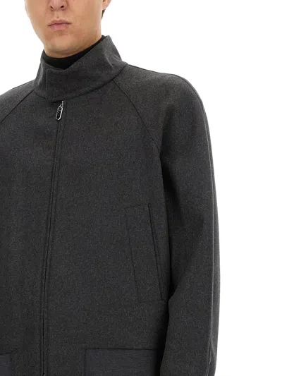Fendi Felted Bomber Jacket In Black