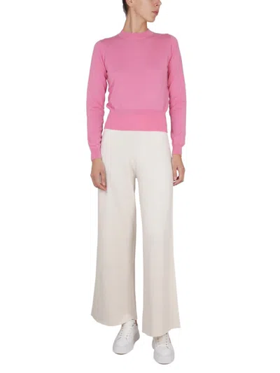 Ballantyne Soft Texture Cashmere Cross-neck Sweater In Pink