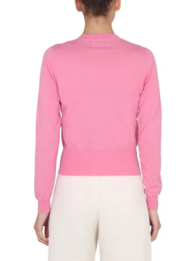Ballantyne Soft Texture Cashmere Cross-neck Sweater In Pink