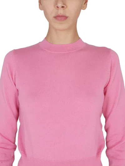 Ballantyne Soft Texture Cashmere Cross-neck Sweater In Pink