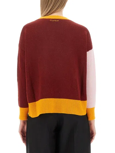 Marni Pink Colour-block Cashmere Jumper In Pink