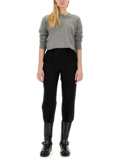 Burberry Cashmere Sweater With Kilt Pin In Gray
