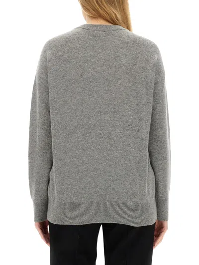 Burberry Cashmere Sweater With Kilt Pin In Gray