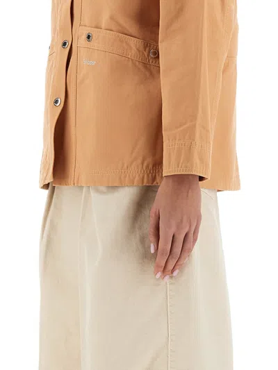 Barbour Collared Contrast Jacket Pockets In Brown