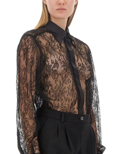 Dolce & Gabbana Chantilly Lace Shirt In Black