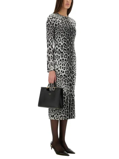 Dolce & Gabbana Charmeuse Sheath Longuette Dress In Gray