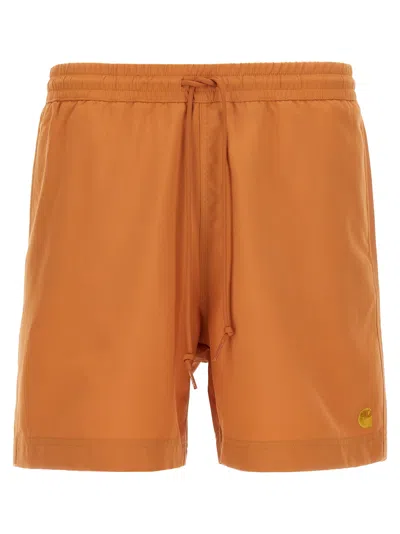 Carhartt Wip Orange Polyester Chase Swim Trunks In Orange