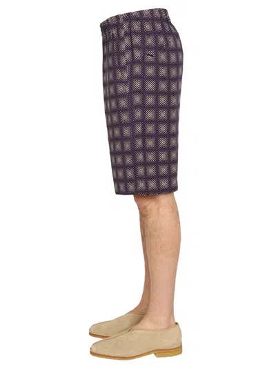 Needles Check Print Bermuda In Purple