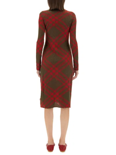 Burberry Ered Wool Blend Midi Dress In Green