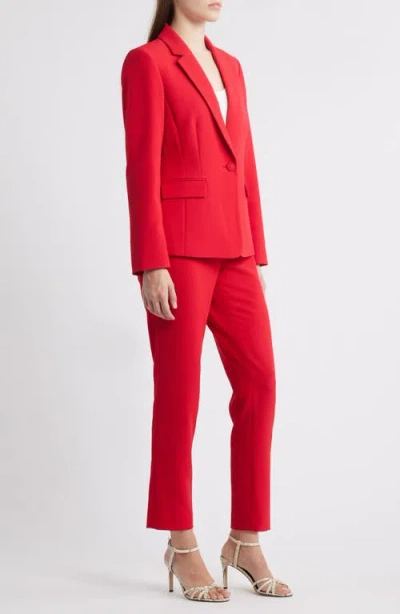 Tahari Asl One-button Crepe Jacket In Red
