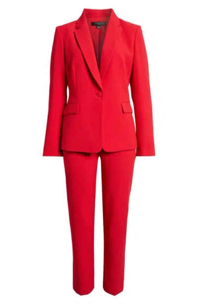 Tahari Asl One-button Crepe Jacket In Red