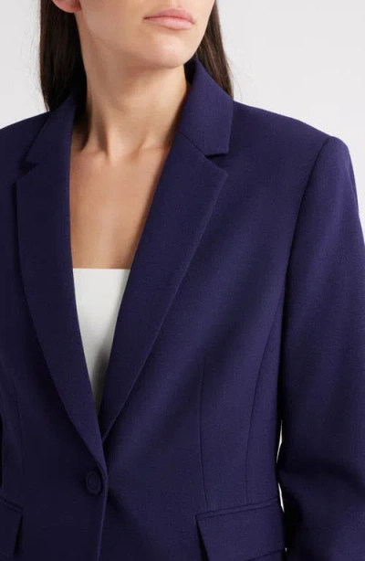 Tahari Asl One-button Crepe Jacket In Blue