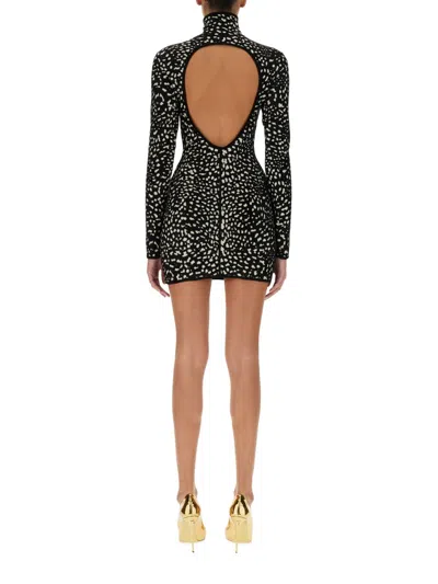 Roberto Cavalli Animalier Jacquard Knit Mini Dress In Black