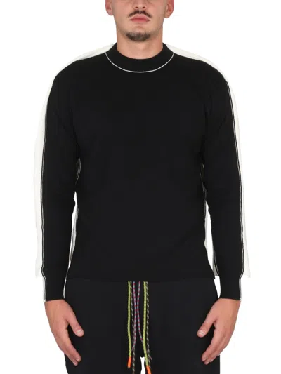 Ambush Cross-neck Knit Sweater With Ribbed Collar In Black