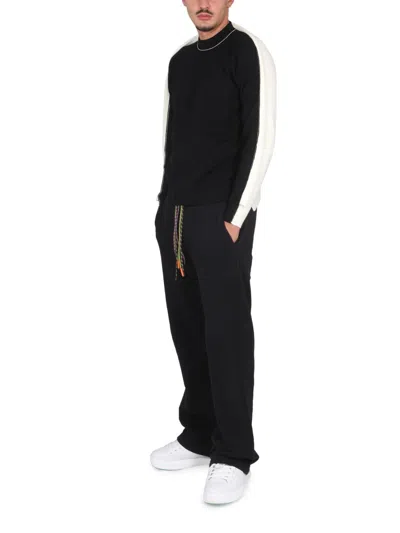 Ambush Cross-neck Knit Sweater With Ribbed Collar In Black