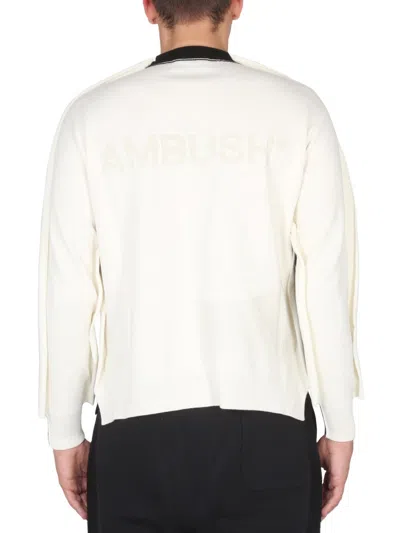 Ambush Cross-neck Knit Sweater With Ribbed Collar In Black