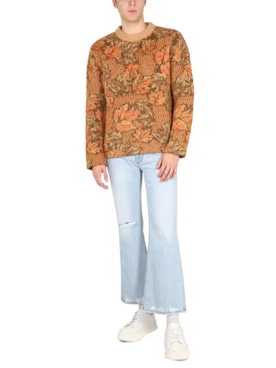 Erl Floral Jacquard Knit Sweater In Multi