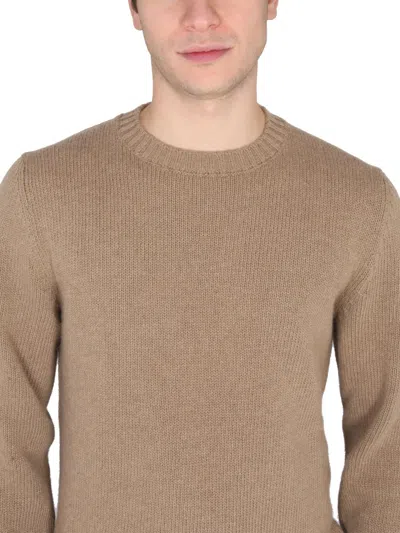 Pt Torino Neck Crew Cross Long Ribbed Cuffs In Neutral