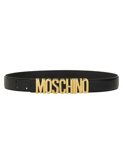 Moschino Adjustable Logo Embossed Belt With Multiple Holes