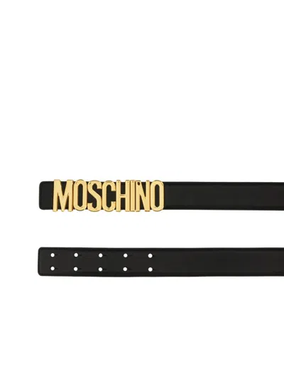 Moschino Adjustable Logo Embossed Belt With Multiple Holes