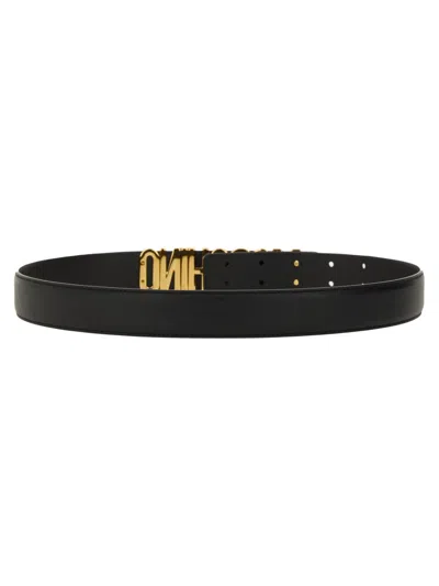 Moschino Adjustable Logo Embossed Belt With Multiple Holes
