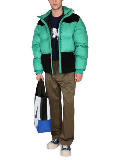Marni Color-block Down Jacket In Green