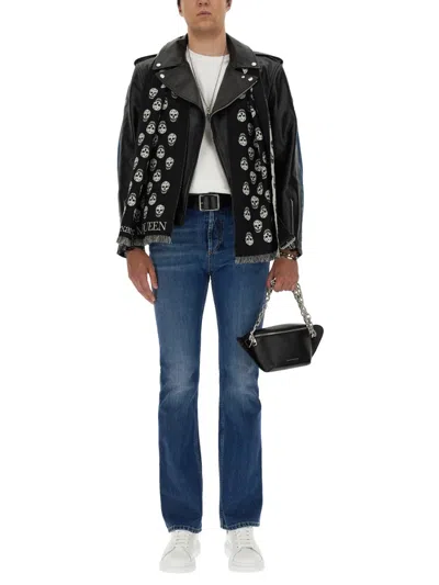 Alexander Mcqueen Men's Combo Biker Jacket In Black