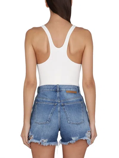 Stella Mccartney Knit Bodysuit Racerback Scoop Neck Wide In White