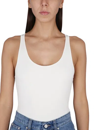 Stella Mccartney Knit Bodysuit Racerback Scoop Neck Wide In White