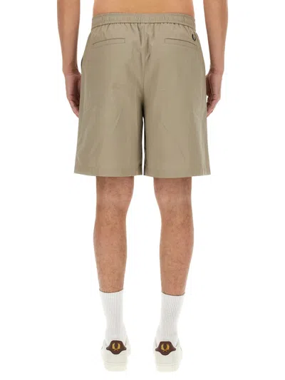 Fred Perry Cotton Bermuda Shorts In Neutral