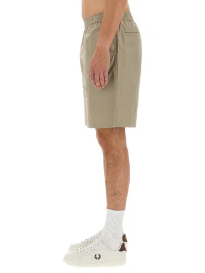 Fred Perry Cotton Bermuda Shorts In Neutral