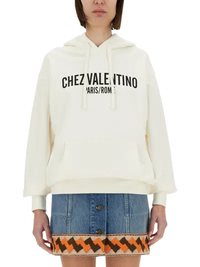 Valentino Women's Ivory Cotton Sweatshirt In White