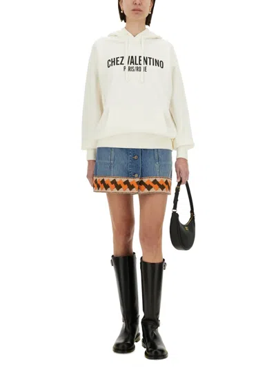 Valentino Women's Ivory Cotton Sweatshirt In White