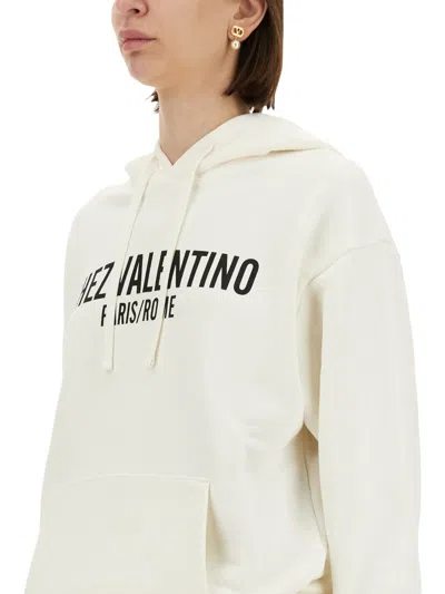 Valentino Women's Ivory Cotton Sweatshirt In White
