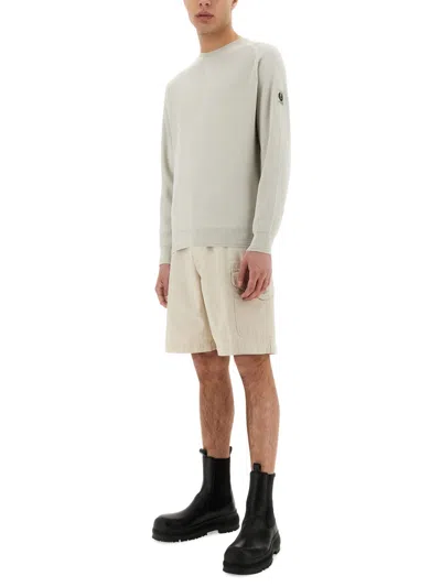 Belstaff Crew Neck Cotton Jersey Sweater In Gray