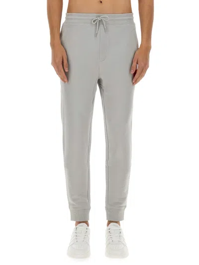 Hugo Boss Elastic Waistband Cotton Jogger Pants In Gray