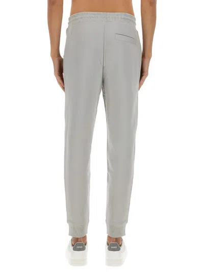 Hugo Boss Elastic Waistband Cotton Jogger Pants In Gray