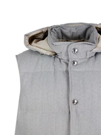 Eleventy Detachable Hood Vest In Gray