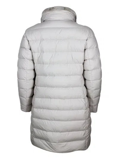 Moorer Double-breasted Down Coat Made Of Wool And Cashmere Padded With Soft Goose Down In Gray
