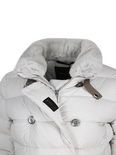 Moorer Double-breasted Down Coat Made Of Wool And Cashmere Padded With Soft Goose Down In Gray
