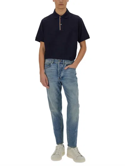 Paul Smith Cotton Pique Polo In Blue