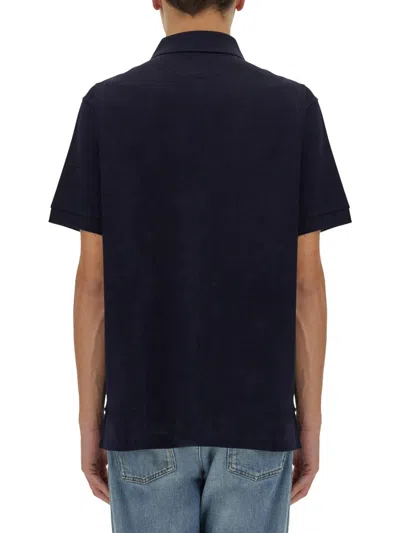 Paul Smith Cotton Pique Polo In Blue