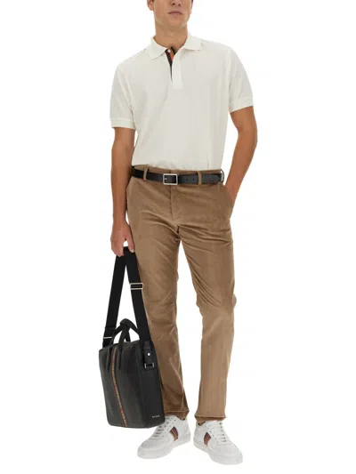 Paul Smith Off-white Artist Stripe Placket Polo In White
