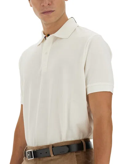 Paul Smith Off-white Artist Stripe Placket Polo In White