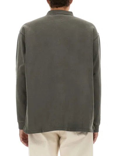Obey Lowercase Pigment Men's Long Sleeve Polo Pigment Digital Black Polo In Gray