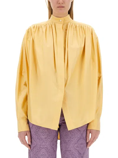 Etro Women's Cotton Poplin Blouse Shirt In Yellow