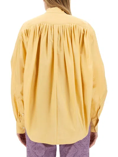 Etro Women's Cotton Poplin Blouse Shirt In Yellow